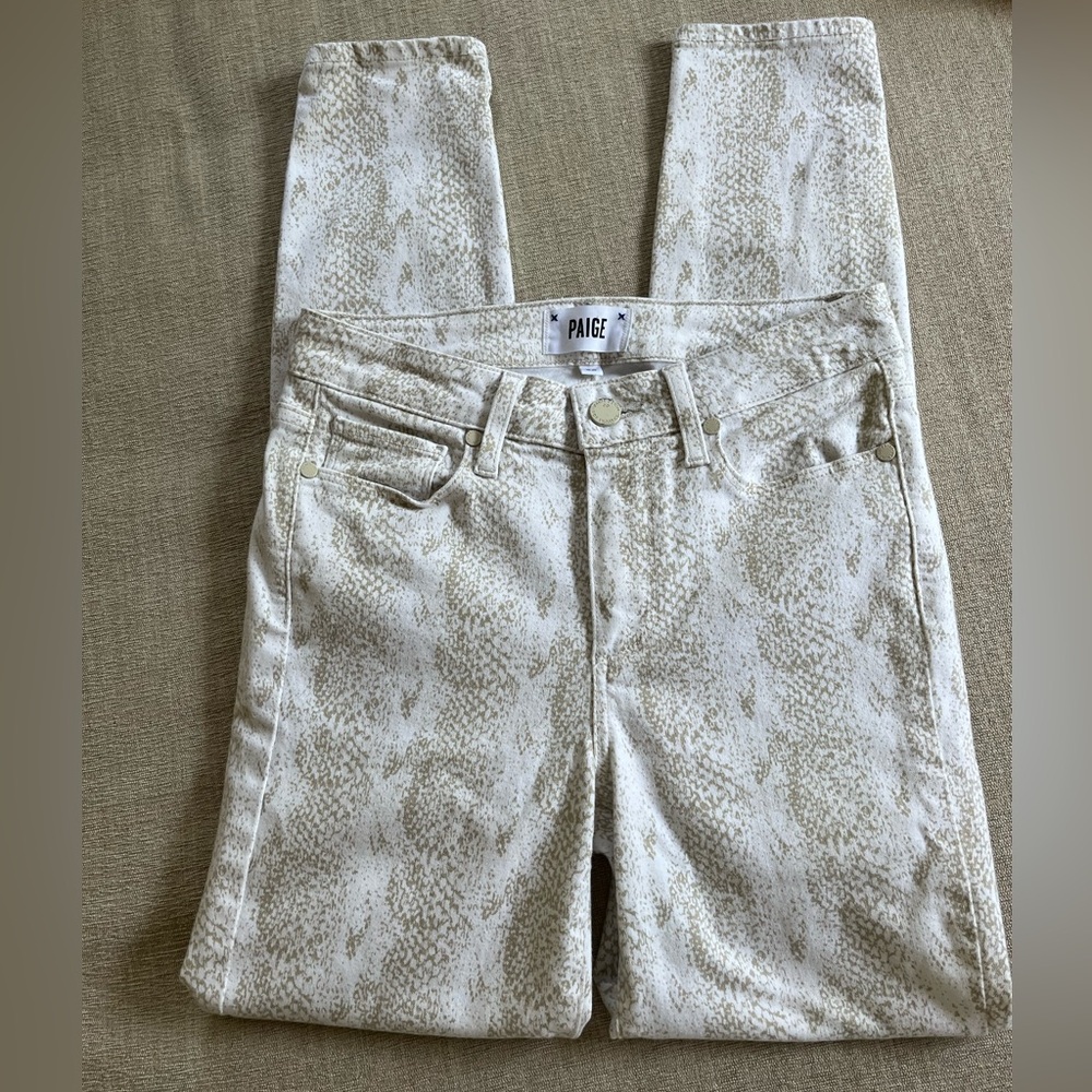 PAIGE Hoxton Ankle Snakeskin Print Stretch Denim Skinny Jeans. Women’s Size 26.